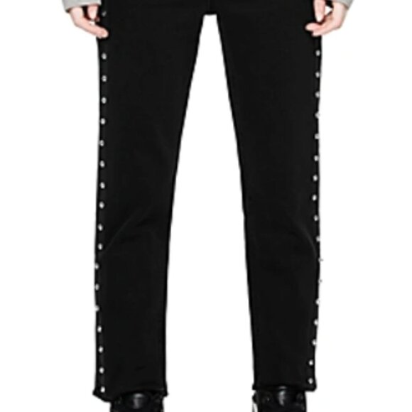 Zadig and Voltaire cropped elios spikes button fly black jeans (sz FR 25) - Picture 10 of 12